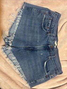 Levi's Blue Distressed Denim Jean Shorts